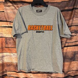 ESPN T-Shirt Men's Heather Gray Large Cotton Blend Basketball Graphic Tee